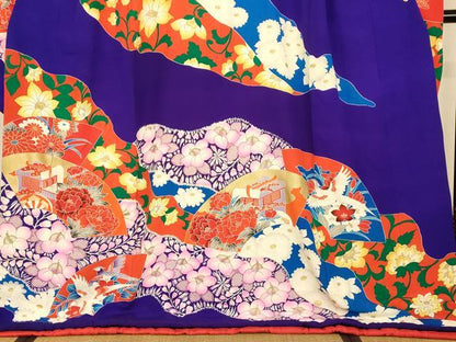 平和屋本店●お引きずり・お引き摺り・引き振袖 和装 結婚式 舞妓 芸妓 芸者 衣装 手描き 鳳凰御所車更紗花文 金彩 逸品 AABJ2895fw