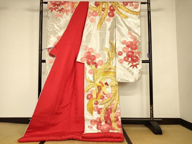 平和屋本店●色打掛　和装　婚礼　結婚式　花嫁　神社挙式　総刺繍　鳳凰舞桜笹文　金銀糸　逸品　AABJ2899fw
