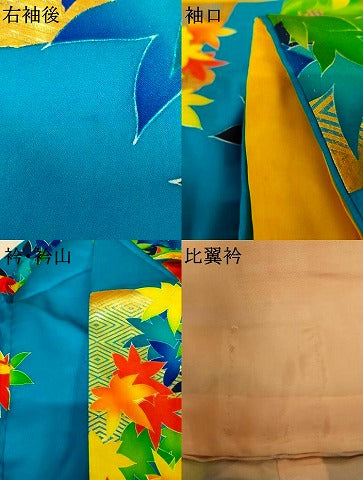 平和屋本店●本手描友禅作家 秋山章 お引きずり・お引き摺り・引き振袖 和装 結婚式 舞妓 芸妓 芸者 楓 枝に休み鳥 金銀彩 逸品 AABJ2901fw