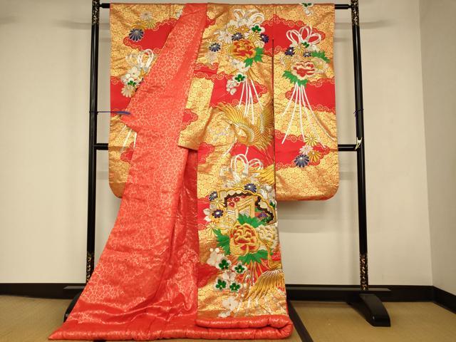 平和屋本店●色打掛　和装　婚礼　結婚式　花嫁　神社挙式　駒刺繍　飛鶴御所車文　金糸　逸品　AABJ2902fw