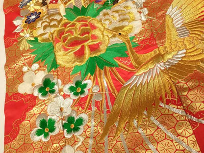 平和屋本店●色打掛　和装　婚礼　結婚式　花嫁　神社挙式　駒刺繍　飛鶴御所車文　金糸　逸品　AABJ2902fw