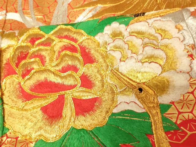 平和屋本店●色打掛　和装　婚礼　結婚式　花嫁　神社挙式　駒刺繍　飛鶴御所車文　金糸　逸品　AABJ2902fw
