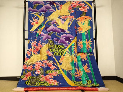 平和屋本店●色打掛　和装　婚礼　結婚式　花嫁　神社挙式　手描き　刺繍　飛鶴松竹梅文　金糸　金彩　逸品　AABJ2903fw