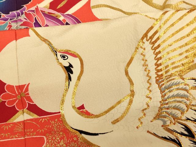 平和屋本店●色打掛　和装　婚礼　結婚式　花嫁　神社挙式　駒刺繍　飛鶴草花丸文　金銀彩　逸品　AABJ2904fw