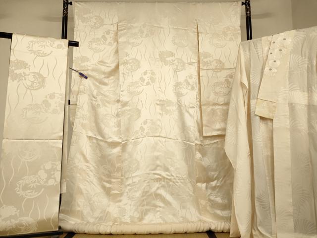 平和屋本店●掛下・長襦袢・袋帯セット　打掛　和装　婚礼　花嫁　結婚式　神社挙式　立涌草花丸地紋　半衿刺繍　逸品　AABJ2905fw