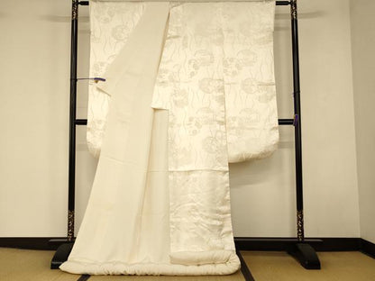 平和屋本店●掛下・長襦袢・袋帯セット　打掛　和装　婚礼　花嫁　結婚式　神社挙式　立涌草花丸地紋　半衿刺繍　逸品　AABJ2905fw