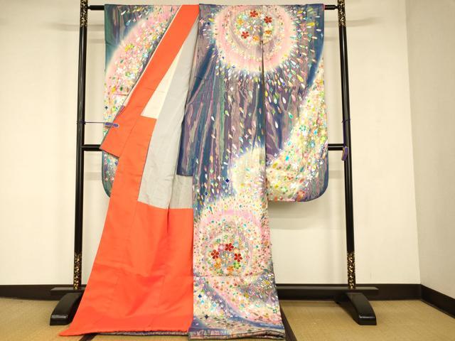 平和屋本店●色打掛　和装　婚礼　結婚式　花嫁　神社挙式　花火文　ホログラム箔　暈し染め　金銀彩　逸品　AABJ2911fw