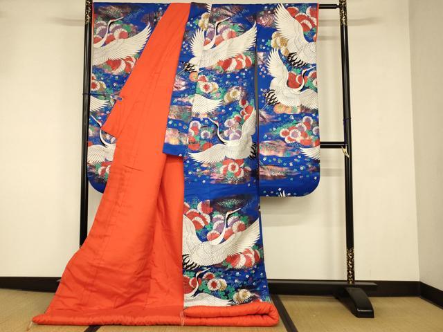 平和屋本店●色打掛 和装 婚礼 結婚式 花嫁 神社挙式 唐織 飛鶴草花文 金糸 逸品 AABJ2912fw