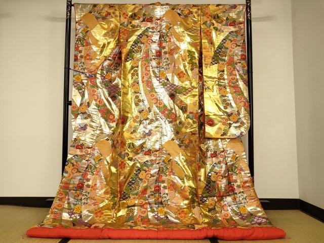 平和屋本店●色打掛　和装　婚礼　結婚式　花嫁　神社挙式　唐織　飛鶴松竹梅束ね熨斗文　暈し染め　金銀糸　逸品　AABJ2915fw