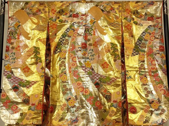 平和屋本店●色打掛　和装　婚礼　結婚式　花嫁　神社挙式　唐織　飛鶴松竹梅束ね熨斗文　暈し染め　金銀糸　逸品　AABJ2915fw