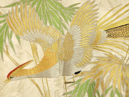 平和屋本店●色打掛 和装 婚礼 結婚式 花嫁 神社挙式 刺繍 笹竹草花雉文 金銀糸 銀通し地 逸品 AABJ2919fw
