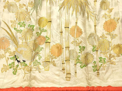 平和屋本店●色打掛 和装 婚礼 結婚式 花嫁 神社挙式 刺繍 笹竹草花雉文 金銀糸 銀通し地 逸品 AABJ2919fw