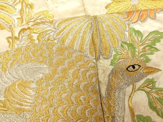 平和屋本店●色打掛 和装 婚礼 結婚式 花嫁 神社挙式 刺繍 笹竹草花雉文 金銀糸 銀通し地 逸品 AABJ2919fw
