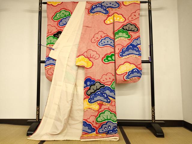 平和屋本店●お引きずり・お引き摺り・引き振袖　和装　結婚式　舞妓　芸妓　芸者　衣装　総絞り　駒刺繍　松文　金彩　逸品　AABJ2920fw