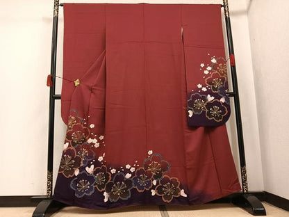 平和屋着物●豪華振袖　舞桜文　暈し染め　金彩　正絹　逸品　AABJ2921ph