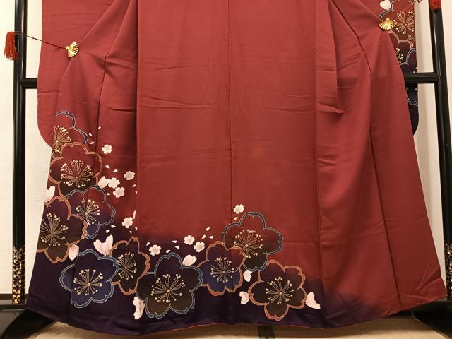 平和屋着物●豪華振袖　舞桜文　暈し染め　金彩　正絹　逸品　AABJ2921ph