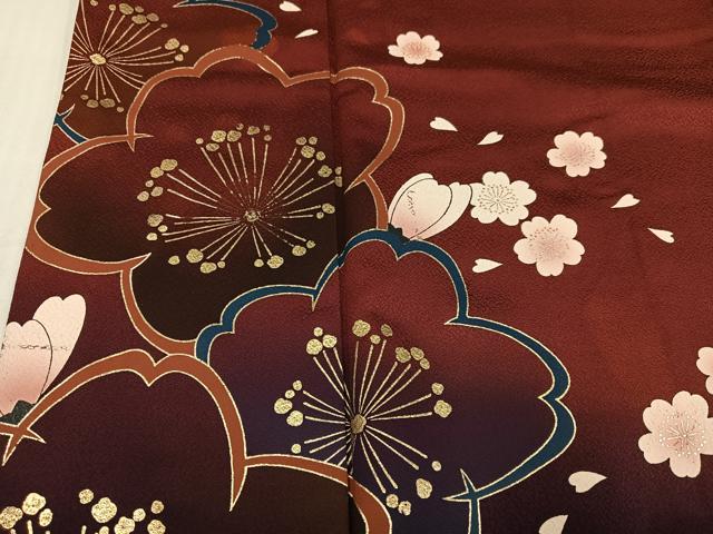 平和屋着物●豪華振袖　舞桜文　暈し染め　金彩　正絹　逸品　AABJ2921ph