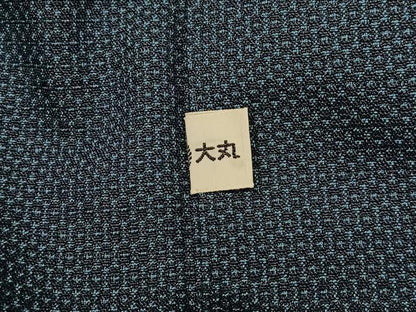 平和屋着物●男性　紬　アンサンブル　100亀甲　総詰め　羽裏：鳥獣戯画　大丸扱い　正絹　逸品　AABJ2922ph