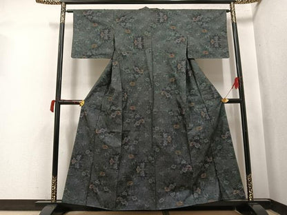 平和屋着物●本場大島紬　一元7マルキ　草花文　やまと誂製　正絹　逸品　未使用　AABJ2923ph