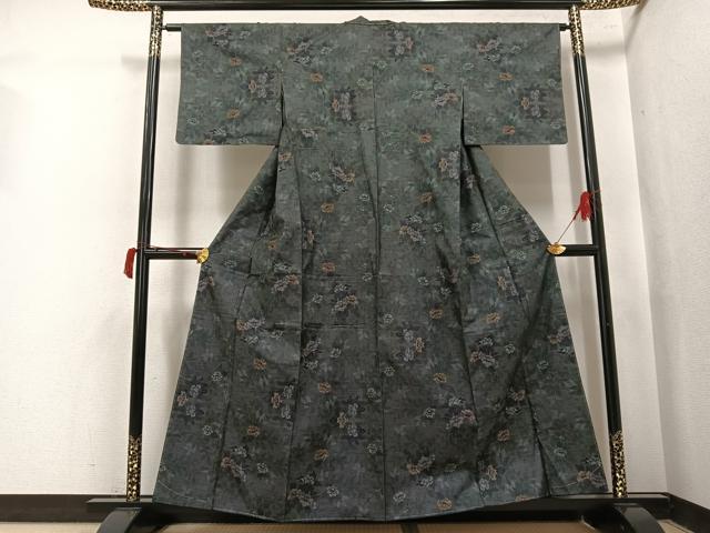 平和屋着物●本場大島紬　一元7マルキ　草花文　やまと誂製　正絹　逸品　未使用　AABJ2923ph