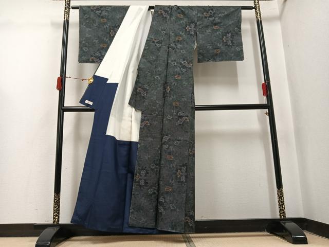 平和屋着物●本場大島紬　一元7マルキ　草花文　やまと誂製　正絹　逸品　未使用　AABJ2923ph