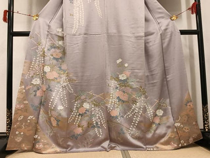 平和屋着物●訪問着　草花文　金彩　正絹　逸品　AABJ2925ph