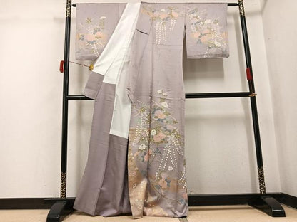 平和屋着物●訪問着　草花文　金彩　正絹　逸品　AABJ2925ph