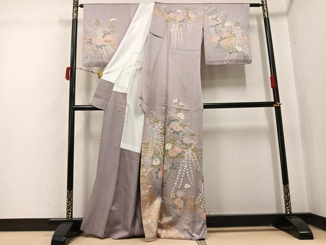 平和屋着物●訪問着　草花文　金彩　正絹　逸品　AABJ2925ph
