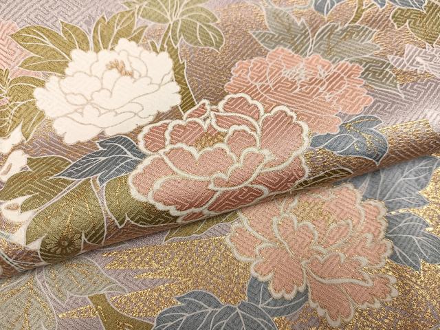 平和屋着物●訪問着　草花文　金彩　正絹　逸品　AABJ2925ph
