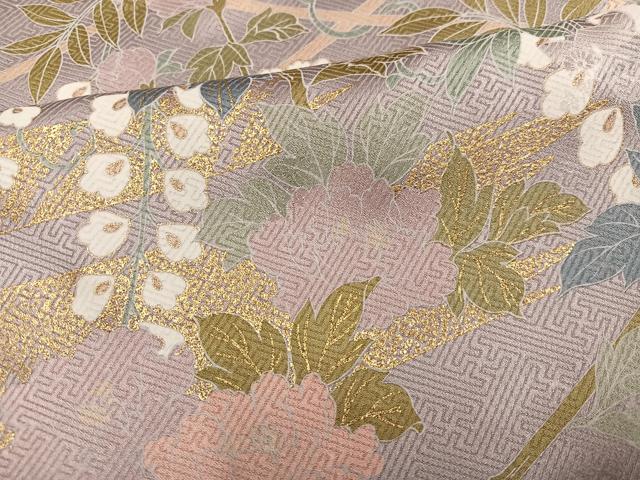平和屋着物●訪問着　草花文　金彩　正絹　逸品　AABJ2925ph