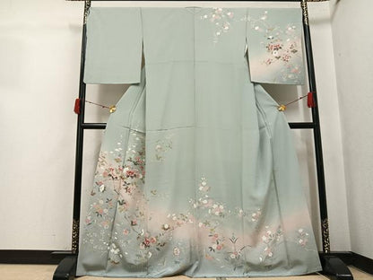 平和屋着物●訪問着　友禅　枝花文　暈し染め　正絹　逸品　AABJ2928ph