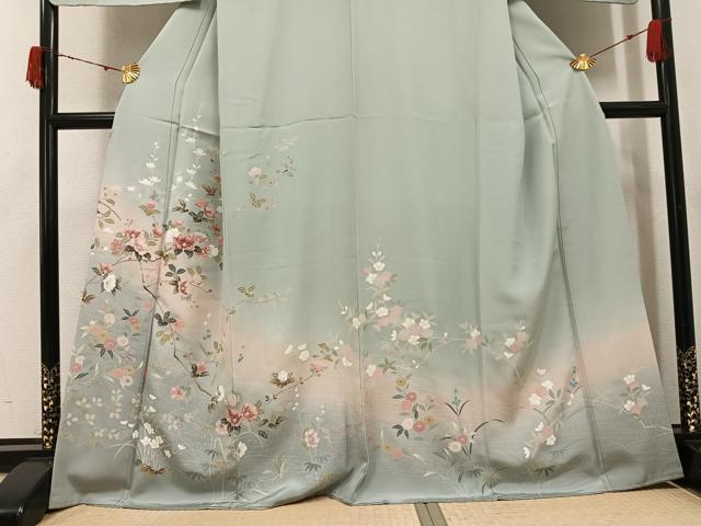 平和屋着物●訪問着　友禅　枝花文　暈し染め　正絹　逸品　AABJ2928ph