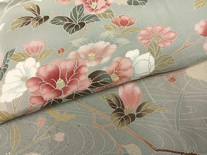 平和屋着物●訪問着　友禅　枝花文　暈し染め　正絹　逸品　AABJ2928ph