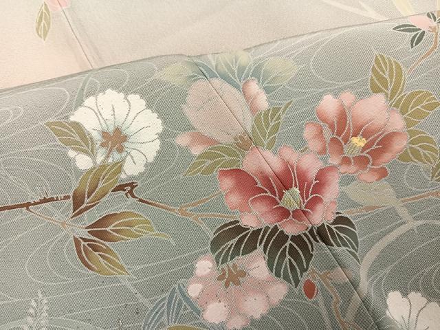 平和屋着物●訪問着　友禅　枝花文　暈し染め　正絹　逸品　AABJ2928ph