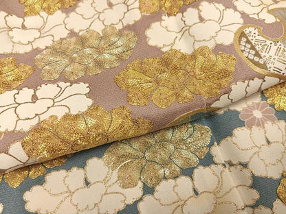 平和屋着物●染匠　久保耕　色留袖　駒刺繍　立波草花文　金彩　丹後ちりめん　反端付き　正絹　逸品　AABJ2930ph
