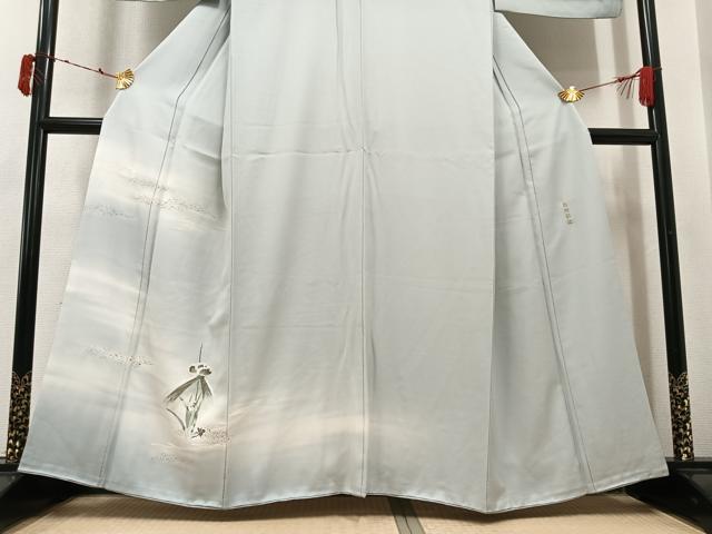 平和屋着物●訪問着　蘇州刺繍　草花文　暈し染め　金銀糸　正絹　逸品　AABJ2931ph