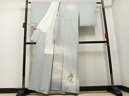 平和屋着物●訪問着　蘇州刺繍　草花文　暈し染め　金銀糸　正絹　逸品　AABJ2931ph