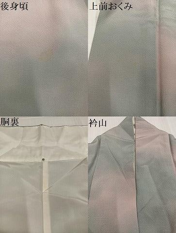 平和屋着物●染色作家　斉藤三才　小紋　霞文　暈し染め　正絹　逸品　AABJ2932ph