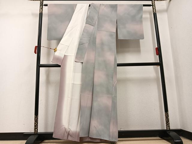 平和屋着物●染色作家　斉藤三才　小紋　霞文　暈し染め　正絹　逸品　AABJ2932ph