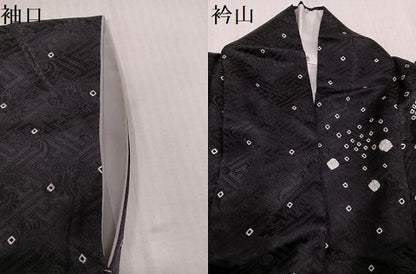 平和屋着物●訪問着　総絞り　流水花文　黒地　金彩　正絹　逸品　AABJ2934ph
