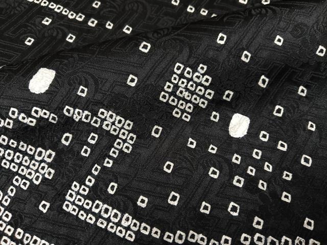 平和屋着物●訪問着　総絞り　流水花文　黒地　金彩　正絹　逸品　AABJ2934ph
