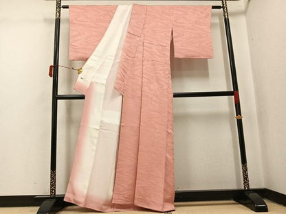 平和屋着物●創業460年・千總　色無地　雲重ね地紋　一斤染色　反端付き　正絹　逸品　AABJ2938ph