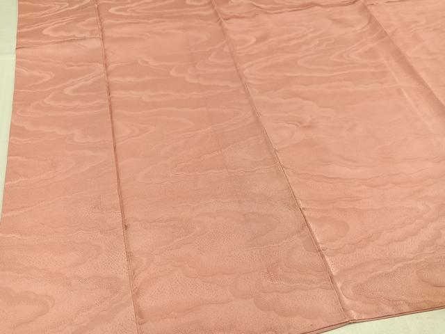 平和屋着物●創業460年・千總　色無地　雲重ね地紋　一斤染色　反端付き　正絹　逸品　AABJ2938ph