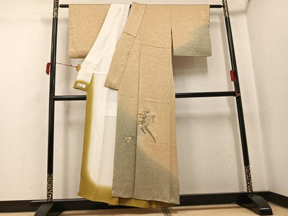 平和屋着物●奥村悟　訪問着　刺繍　辻が花　暈し染め　金彩　やまと誂製　正絹　逸品　AABJ2942ph