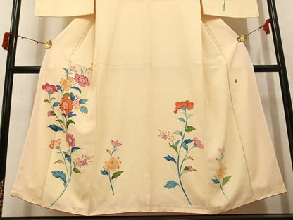 平和屋着物●訪問着　友禅　作家物　草花文　正絹　逸品　AABJ2944ph