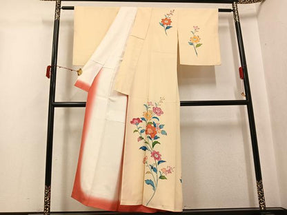 平和屋着物●訪問着　友禅　作家物　草花文　正絹　逸品　AABJ2944ph