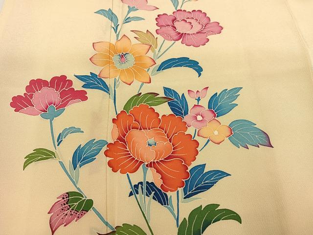平和屋着物●訪問着　友禅　作家物　草花文　正絹　逸品　AABJ2944ph