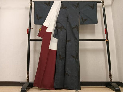 平和屋着物●本場大島紬　古代染色　純泥染　手織　カタス7マルキ　久野織物謹製　証紙付き　正絹　逸品　AABJ2947ph