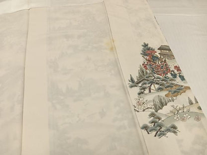 平和屋着物●訪問着　作家物　松竹梅　人物風景文　正絹　逸品　AABJ2949ph