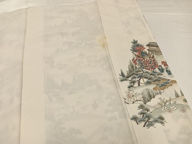 平和屋着物●訪問着　作家物　松竹梅　人物風景文　正絹　逸品　AABJ2949ph